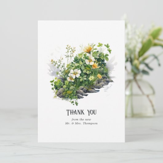 Irland Hochzeit in Urlaubsort Dankeskarte (Stehend Vorderseite)