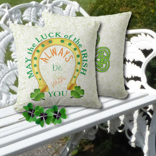 Irland-Hufeisen mit Shamrock-Glück Kissen