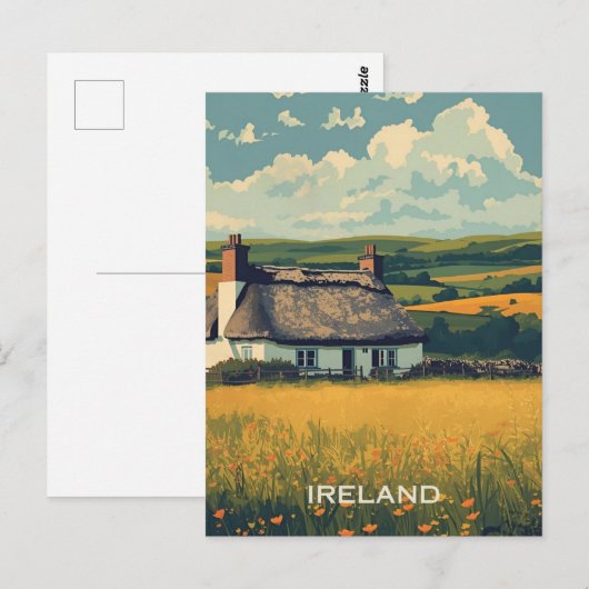 Irland Hütte Postkarte (Vorne/Hinten)