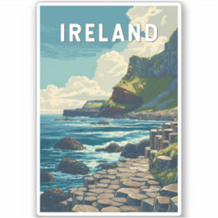 Irland Illustration Reise Kunst Vintage Aufkleber