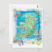 Irland Illustrierte Reisekarte Postkarte (Vorne/Hinten)