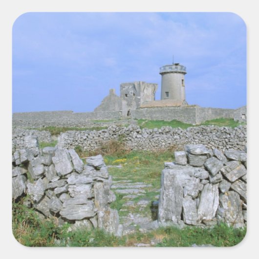 Irland, Inishmore, Aran Island, Dun Aengus Fort Quadratischer Aufkleber (Vorderseite)