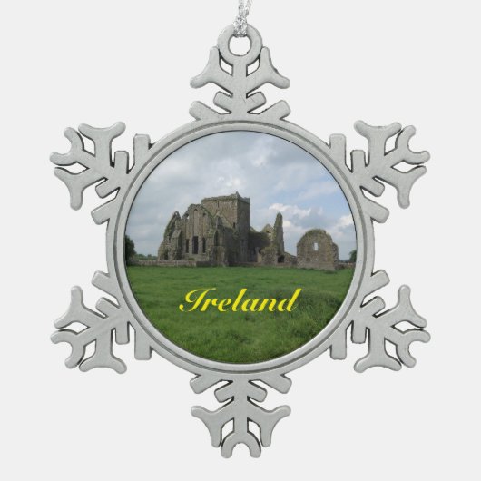 Irland-Iren Hore Abtei-Weihnachtsverzierung Schneeflocken Zinn-Ornament (Vorderseite)