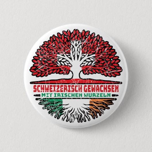 Irland Irisch Schweiz Baum Wurzel und Schweizer Sc Button (Vorderseite)