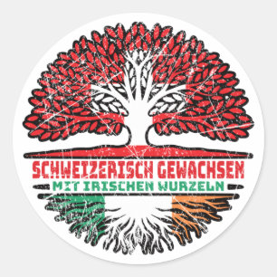 Irland Irisch Schweiz Baum Wurzel und Schweizer Sc Runder Aufkleber