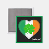 Irland & irisches Herz, irische Kleeblatt-Flagge / Magnet (Vorderseite/Rückseite)