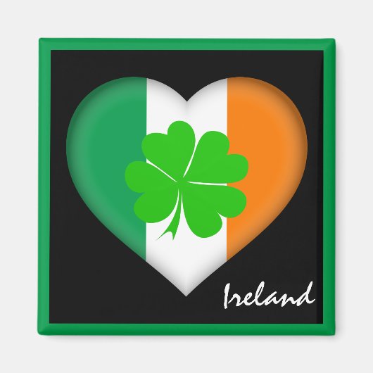 Irland & irisches Herz, irische Kleeblatt-Flagge / Magnet (Vorne)