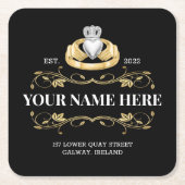 Irland Irish Claddagh Ring Style Design Square Rechteckiger Pappuntersetzer (Vorderseite)