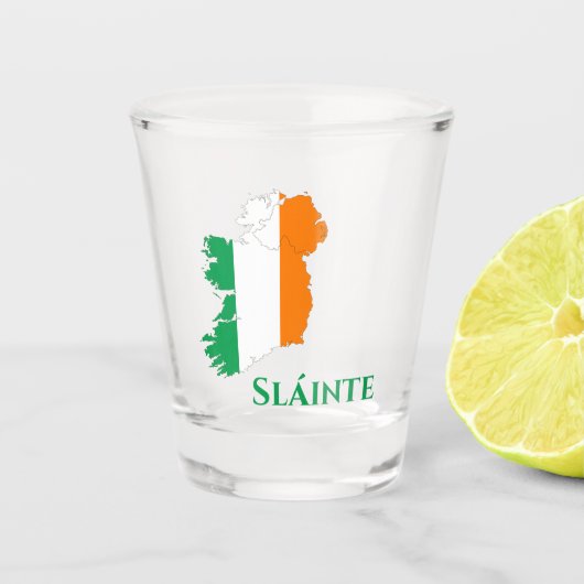 Irland Irish Flag Map Gaelic Sláinte Cheers Schnapsglas (Vorderseite)