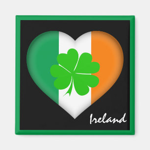 Irland & Irish Heart, irische Flagge des Kleeblatt Magnet