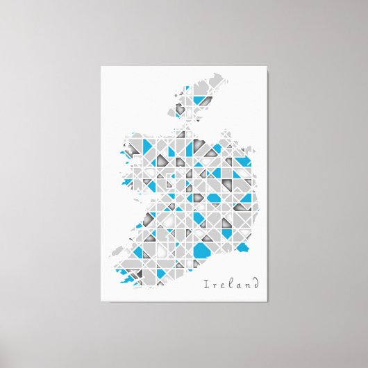 Irland Karte| Crystal Diamond Style Artwork Leinwanddruck (Vorderseite)