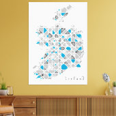 Irland Karte| Crystal Diamond Style Artwork Leinwanddruck (Insitu (Wohnzimmer))