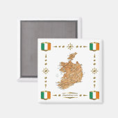 Irland Karte + Flaggen Magnet (Vorderseite/Rückseite)