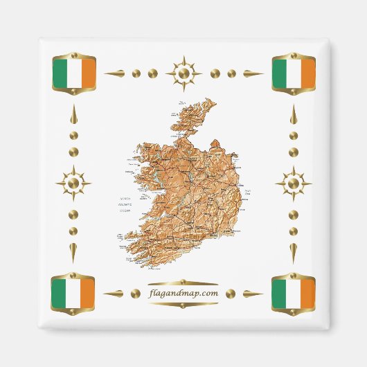 Irland Karte + Flaggen Magnet (Vorne)