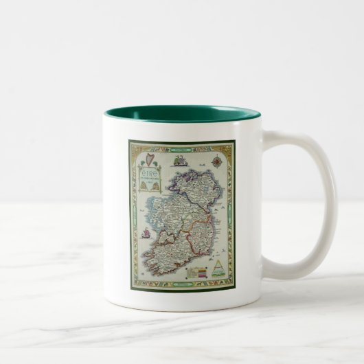 Irland-Karte - historische Karte IrenEire Erin Zweifarbige Tasse (Rechts)