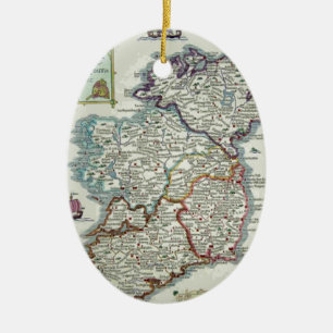 Irland Karte - Irish Eire Erin Historic Map Keramik Ornament
