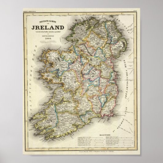 Irland Karte - Irish Eire Erin Historic Map Poster (Vorne)