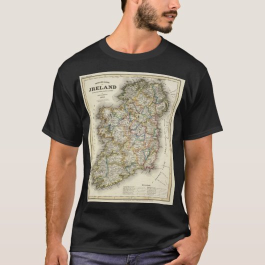 Irland Karte - Irish Eire Erin Historic Map T-Shirt (Vorderseite)