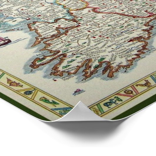 Irland Karte - Irish Eire Erin Poster Print (Ecke)