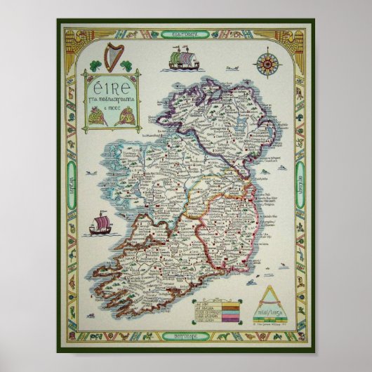 Irland Karte - Irish Eire Erin Poster Print (Vorne)