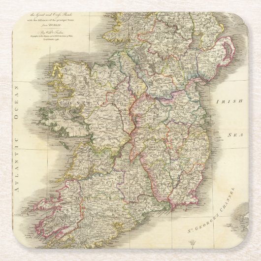 Irland-Karte Rechteckiger Pappuntersetzer (Vorderseite)