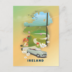 Irland Karte Vintage-Reiseplakat