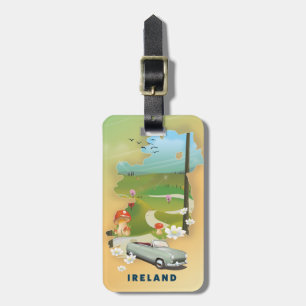 Irland Karte Vintage Reiseplakat Gepäckanhänger