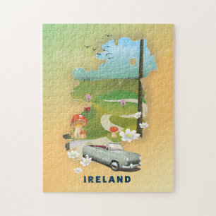 Irland Karte Vintage-Reiseplakat Puzzle