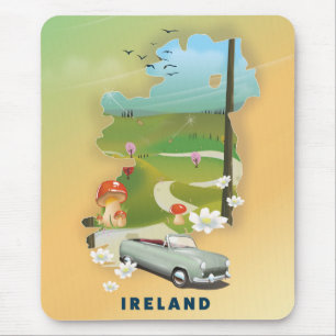 Irland Karte Vintage-Reiseposter Mousepad