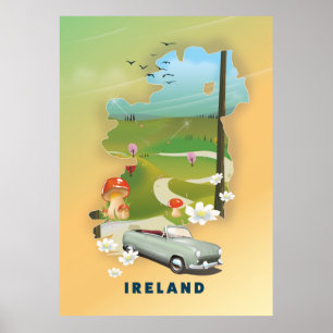 Irland Karte Vintage-Reiseposter Poster