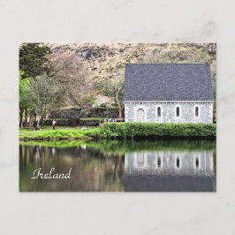 Irland, Kirche, Steinmauer, See, Fotografie Postkarte