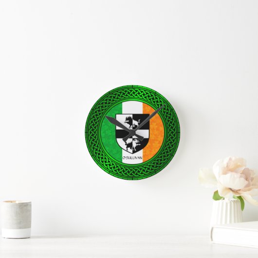 Irland Kleeblatt Flag - O'Sullivan Runde Wanduhr (Zuhause)