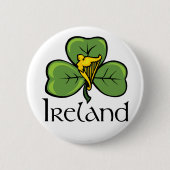 Irland-Kleeblatt und -harfe Button (Vorderseite)