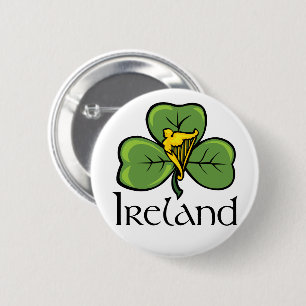 Irland-Kleeblatt und -harfe Button