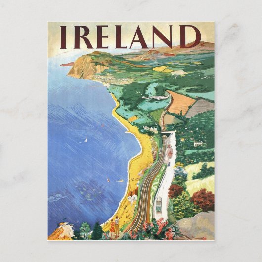 Irland, Küste, Vintage Reiseplakat Postkarte (Vorderseite)