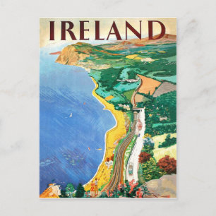 Irland, Küstenlinie, Vintage-Reiseposter Postkarte
