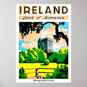 Irland, Land der Romantik, Blarey-Schloss, Vintage Poster