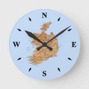 Irland Map Clock Runde Wanduhr