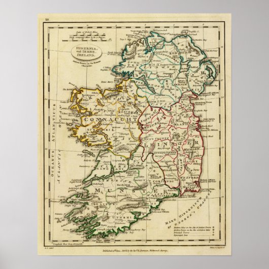 Irland mit umrissenen Grenzen Poster (Vorne)