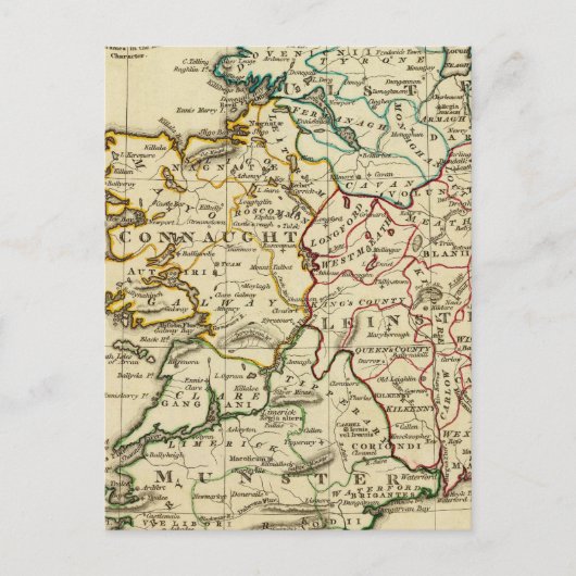 Irland mit umrissenen Grenzen Postkarte (Vorderseite)