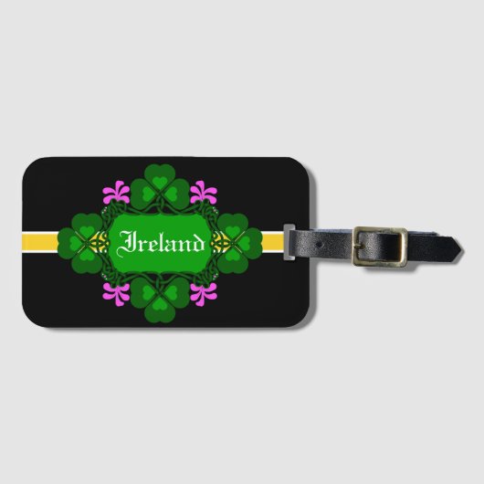 Irland National Kleeblatt pink Blume-Individuelle Gepäckanhänger (Vorderseite (Horizontal))