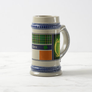 Irland National tartan/flag Harn/Kleeblätter w/nam Bierglas