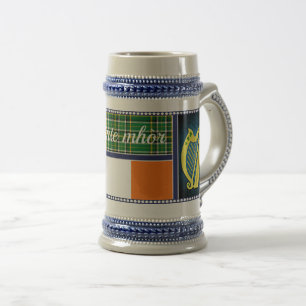 Irland National tartan/flagge Harp, grüne Kleeblät Bierglas