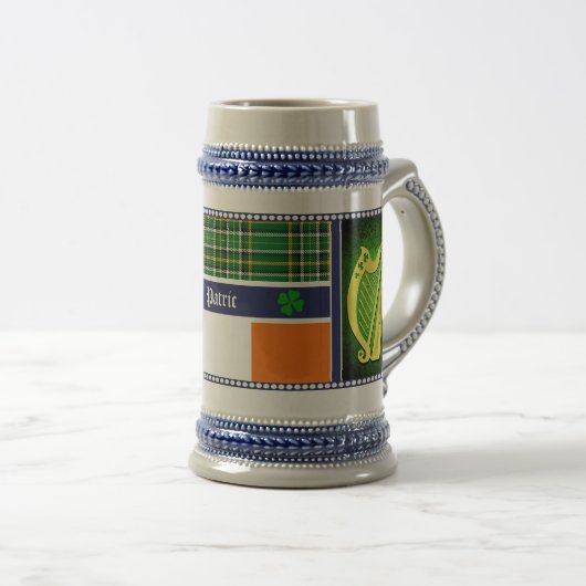 Irland National tartan/flagge Harp/Kleeblätter mit Bierglas (VorderseiteRechts)