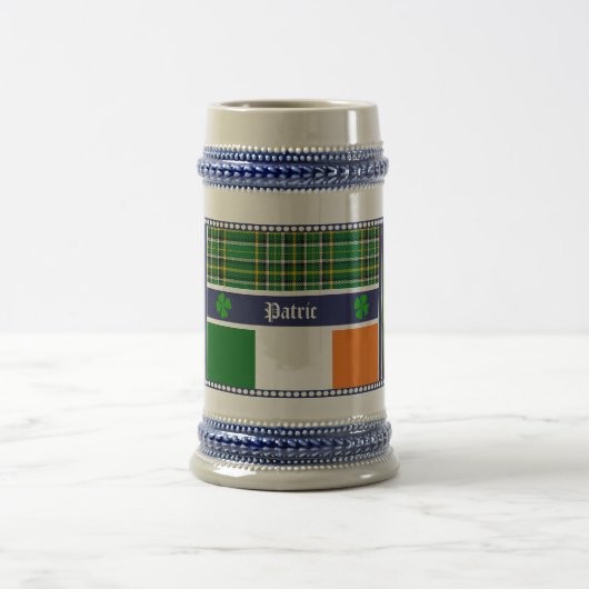 Irland National tartan/flagge Harp/Kleeblätter mit Bierglas (Mittel)