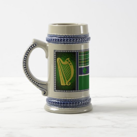 Irland National tartan/flagge Harp/Kleeblätter mit Bierglas (Links)