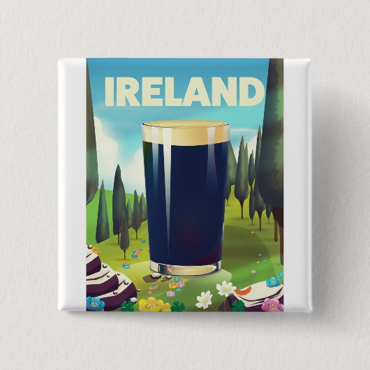 Irland Pint Reiseplakat Button (Vorderseite)
