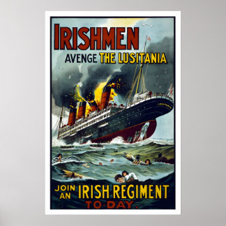 Irland! Rächt die Lusitania! WWI915 Werbeplakat Poster