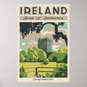 Irland Reiseplakat Blarney Castle Vintage Kunst Poster