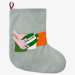 Irland Rugby Team Unterstützer Flag mit Ball Großer Weihnachtsstrumpf